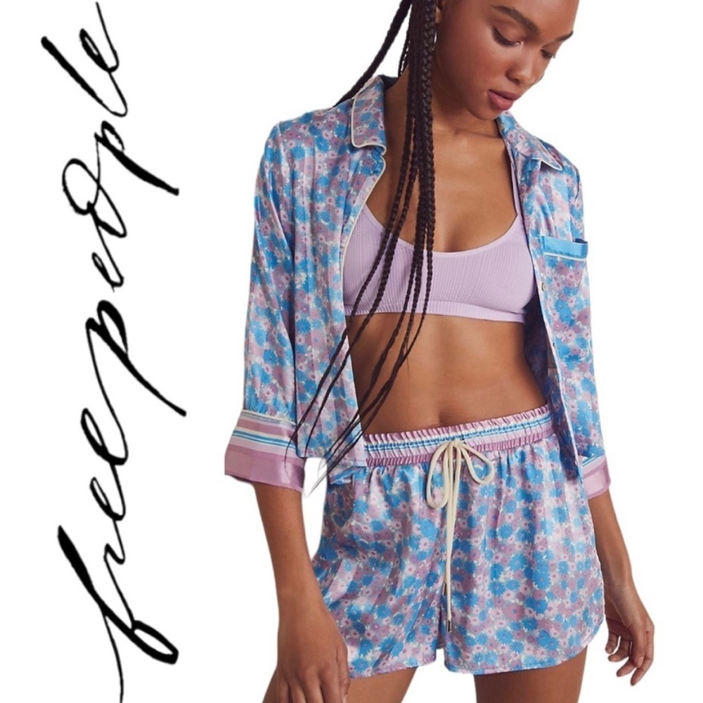 💫 FREE PEOPLE® Pillow Talk Pajama Short Set in Cool Lavender Combo